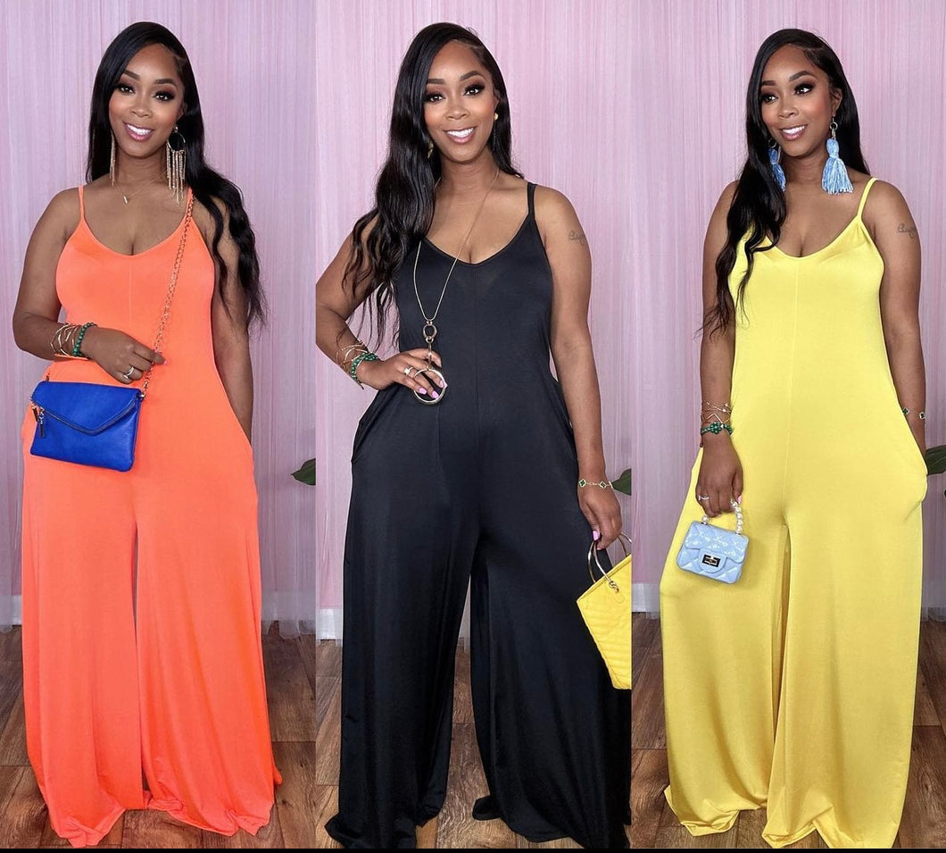 Kelly Jumpsuit (Plus)(Black,Orange,Royal Blue,Yellow)