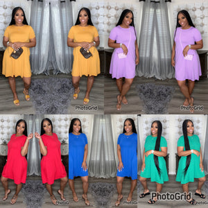 Sarah Dress (Red,Purple,Green,Classic Blue,Mustard)