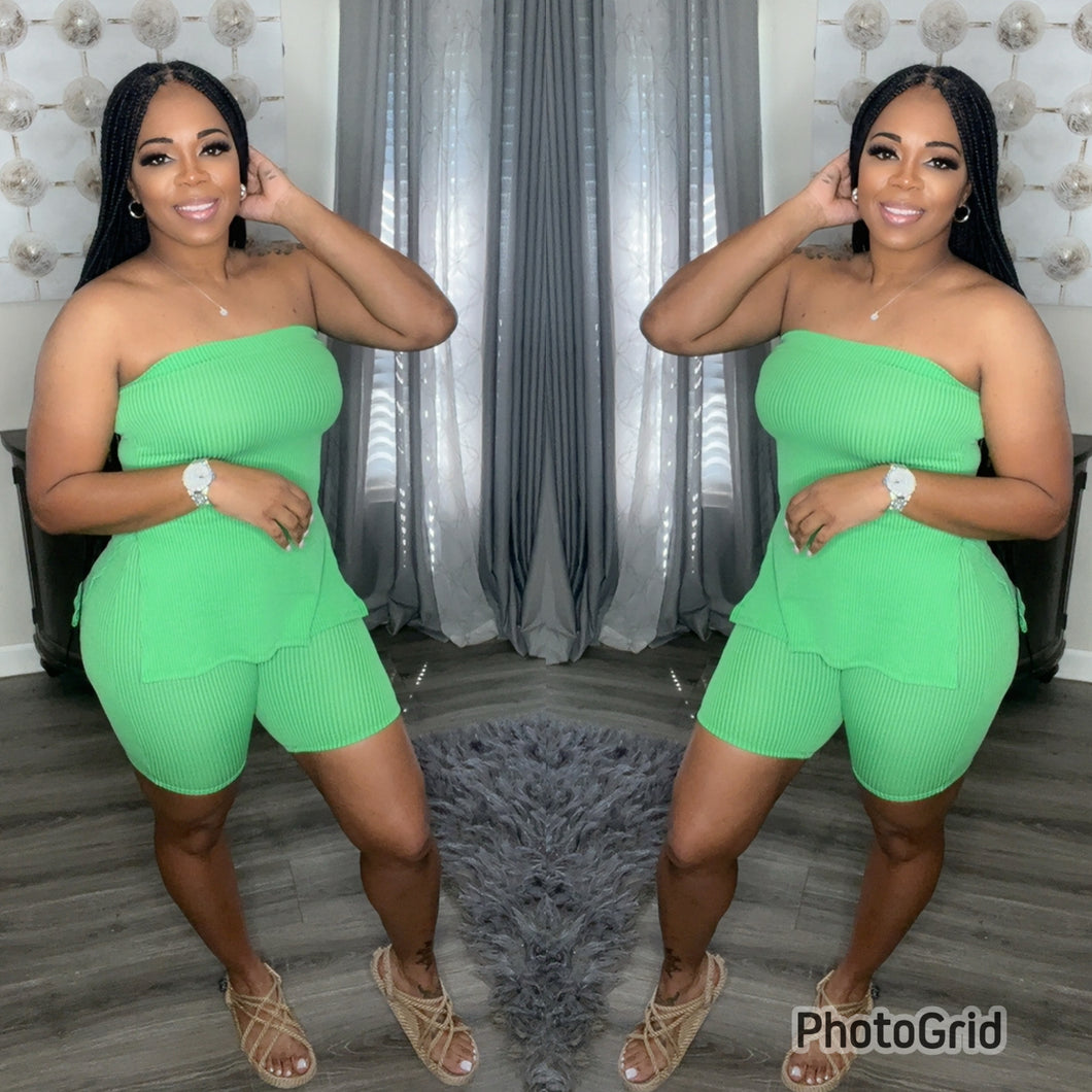 LALA SHORT SET(KELLY GREEN)(PLUS)