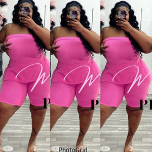 LALA SHORT SET(PLUS)(HOT PINK)