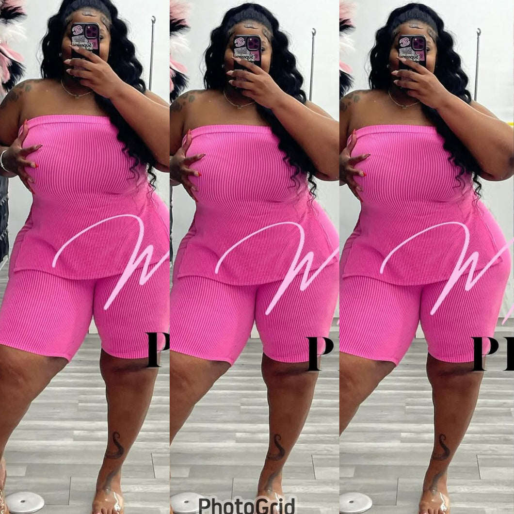 LALA SHORT SET(PLUS)(HOT PINK)