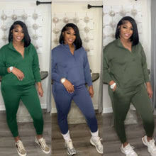 Load image into Gallery viewer, Jessica Set(Half Zip)(Blue,DK.Green,Dk.Olive)
