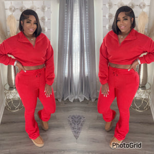 STACKED JOGGER SET (RED)