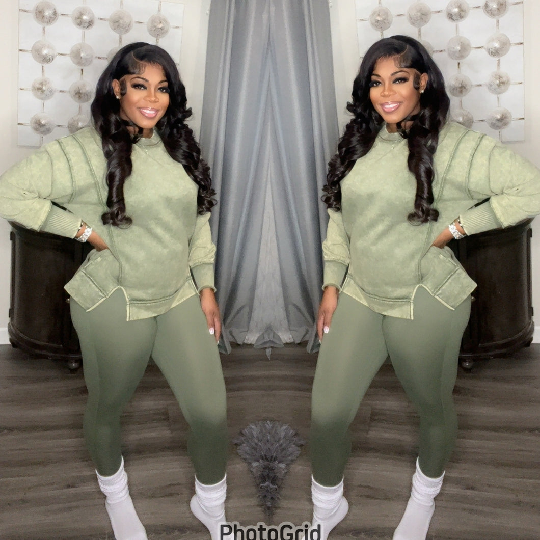 Acid Wash Set ( Lt.Olive)